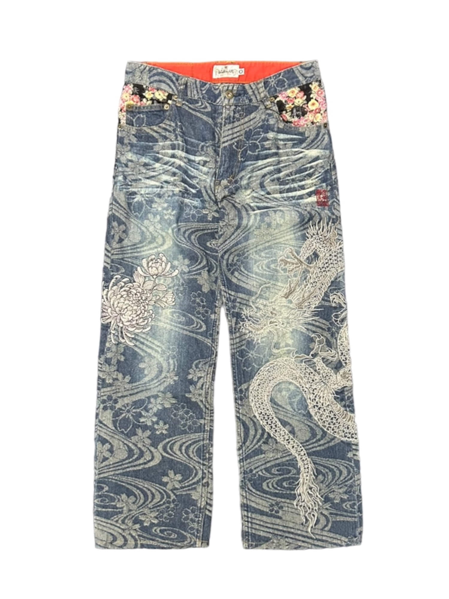 KARAKURI TAMASHII Oriental Embroidery Pants 30