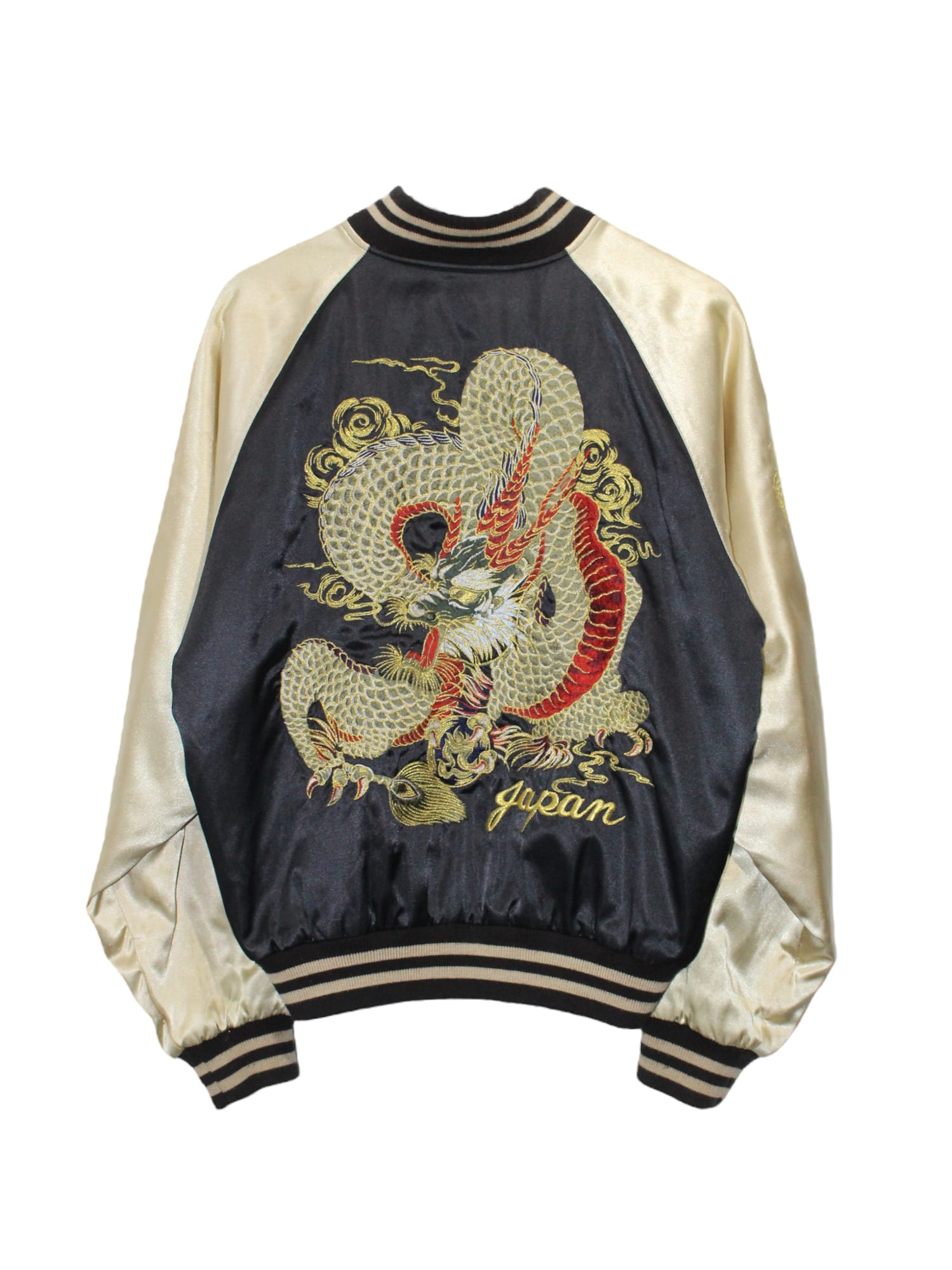 Hoshihime 玉龍 옥룡 Oriental Jade Dragon Embroidery Sukajan [Black/Gold] - FR