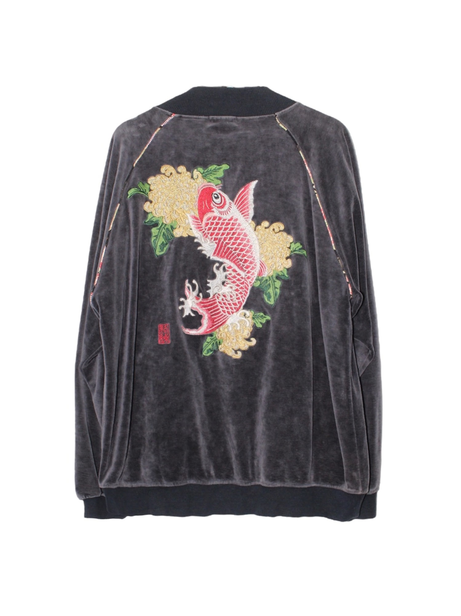 KARAKURI TAMASHII 絡繰魂 Orienatal Embroidery Velvet Zipup Jacket - XL