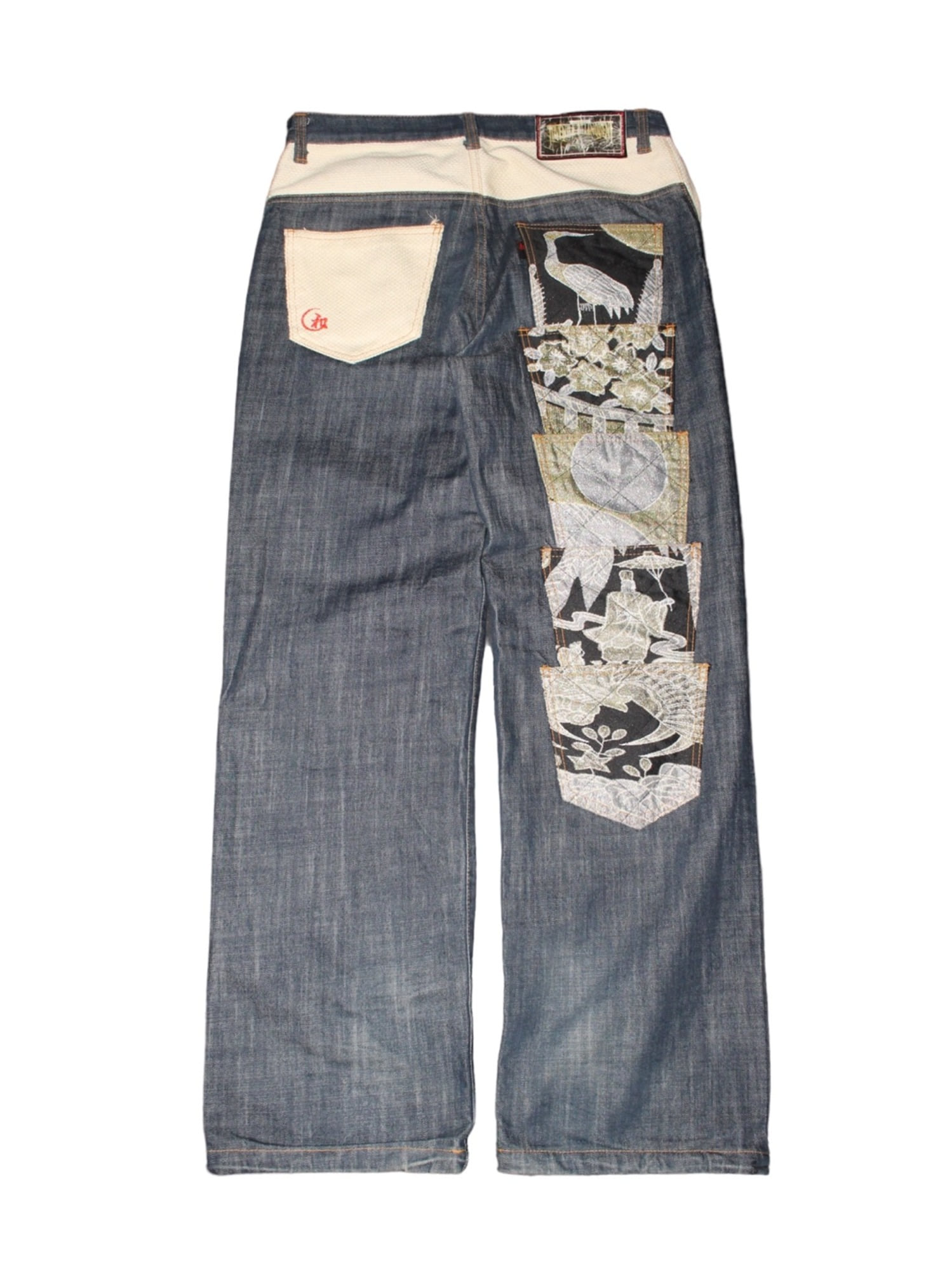 Juvenile Delinquent Oriental Multi Pocket String Wide Denim Pants