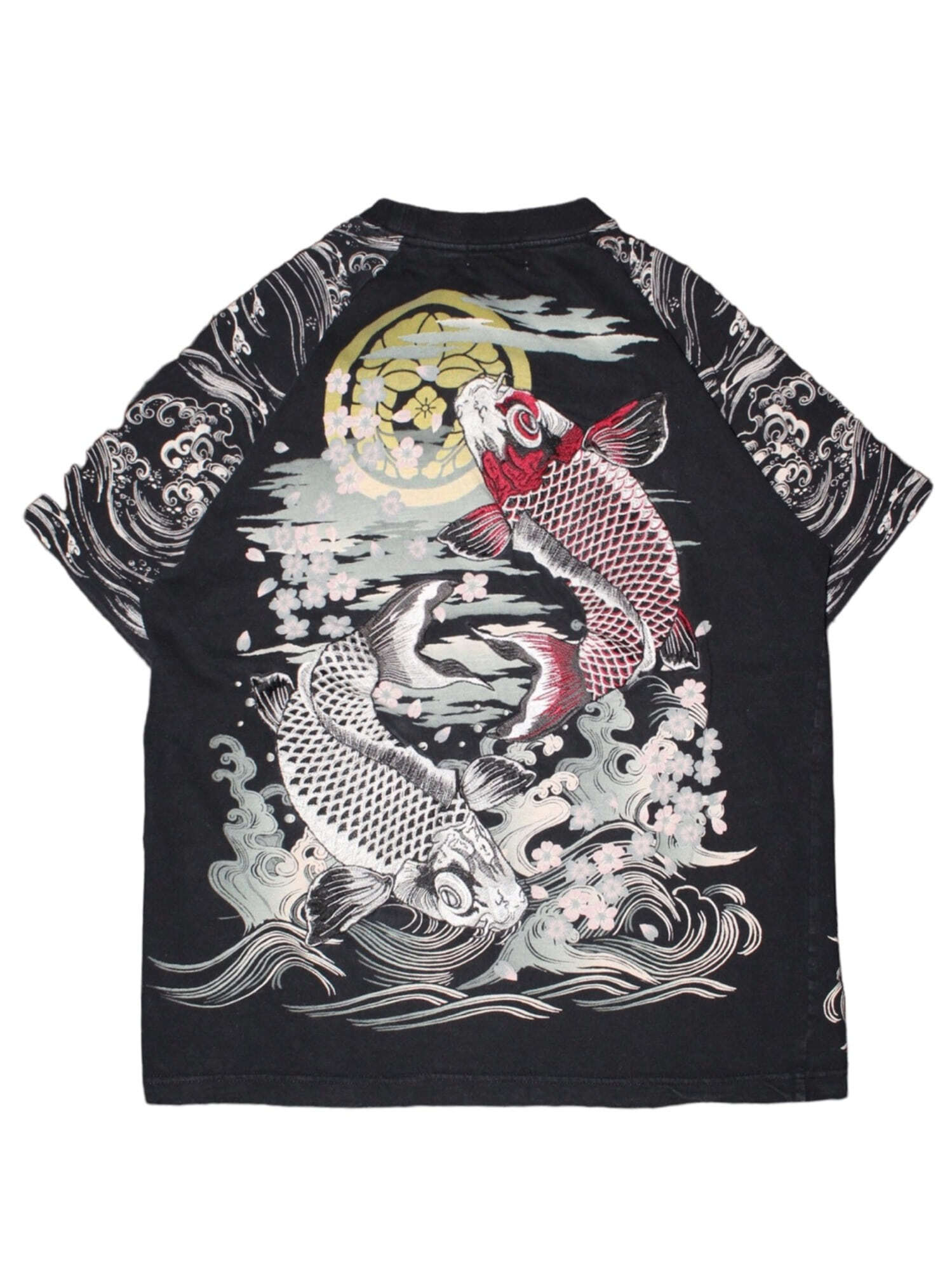 華鳥風月 화조풍월 Carp Embroidery Oriental T-shirt