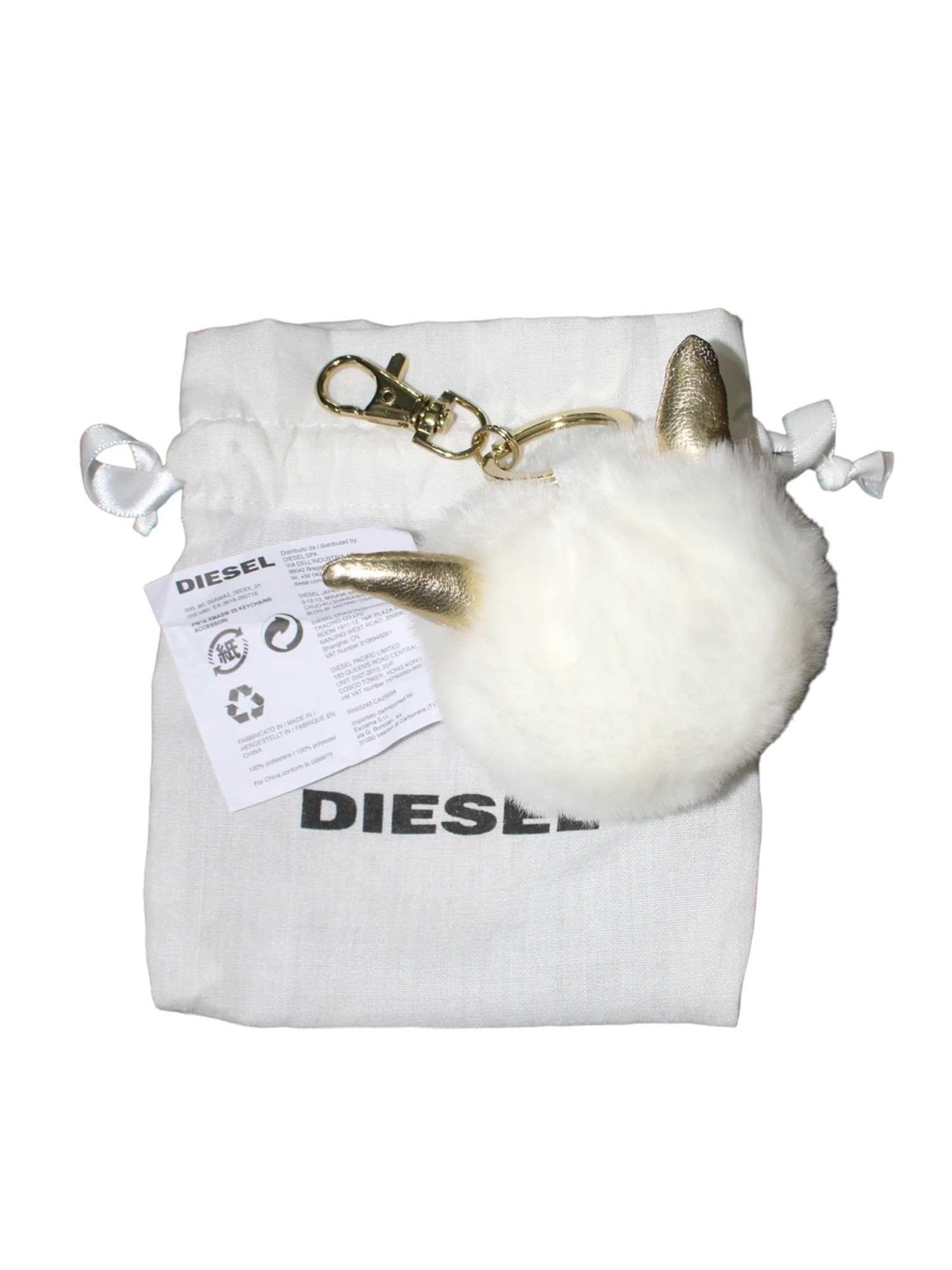 DIESEL White Furry Character Key Ring