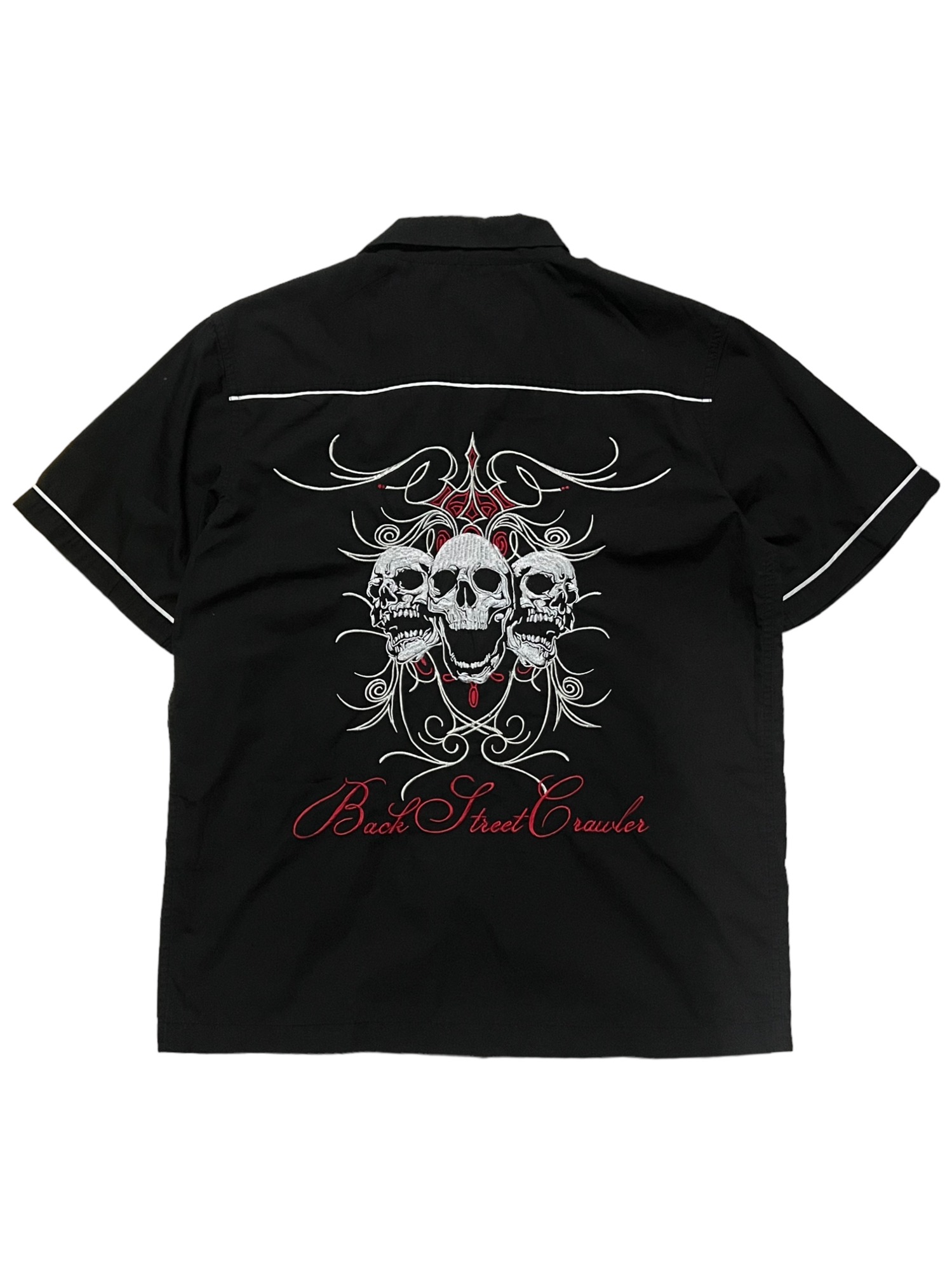 Back Street Crawler Skull Emroidery Punk 1/2 Shirts - L