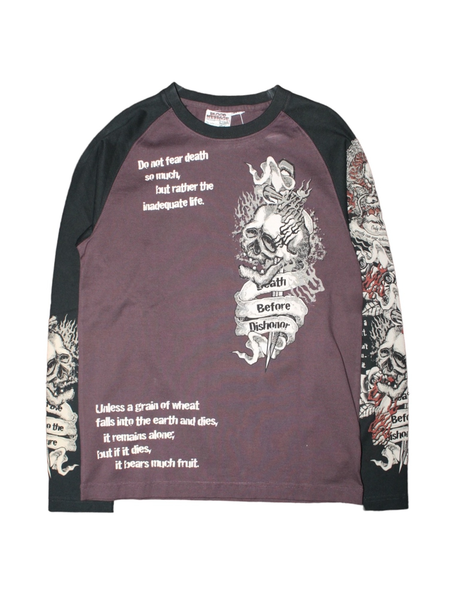 Blood Message By Tem Company Skull Tattoo Long Sleeve
