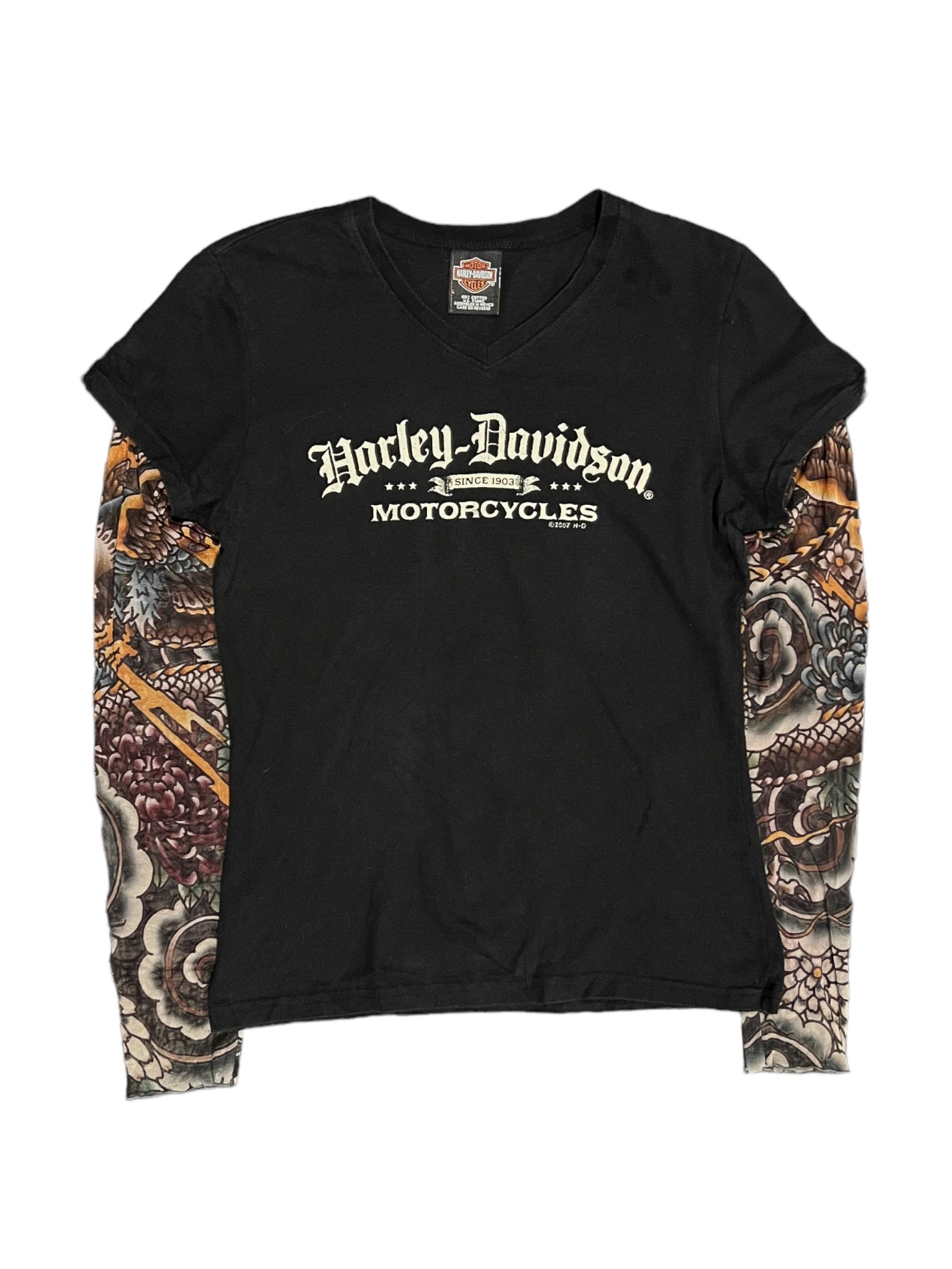 Harley Davison Seethrough Sleeve Half T Shirt
