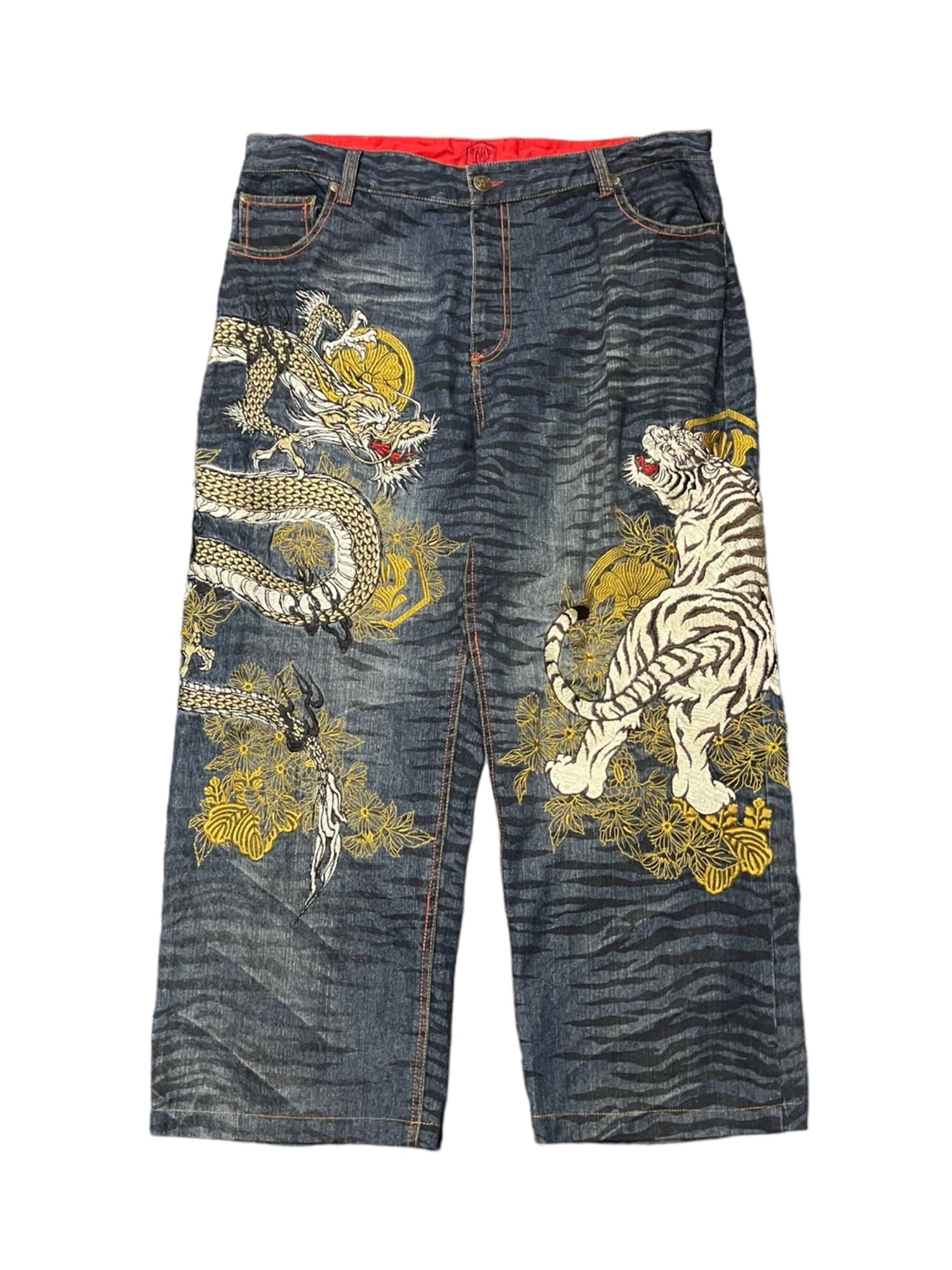 華鳥風月 화조풍월 Oriental Dragon X Tiger  Needle Point Pants