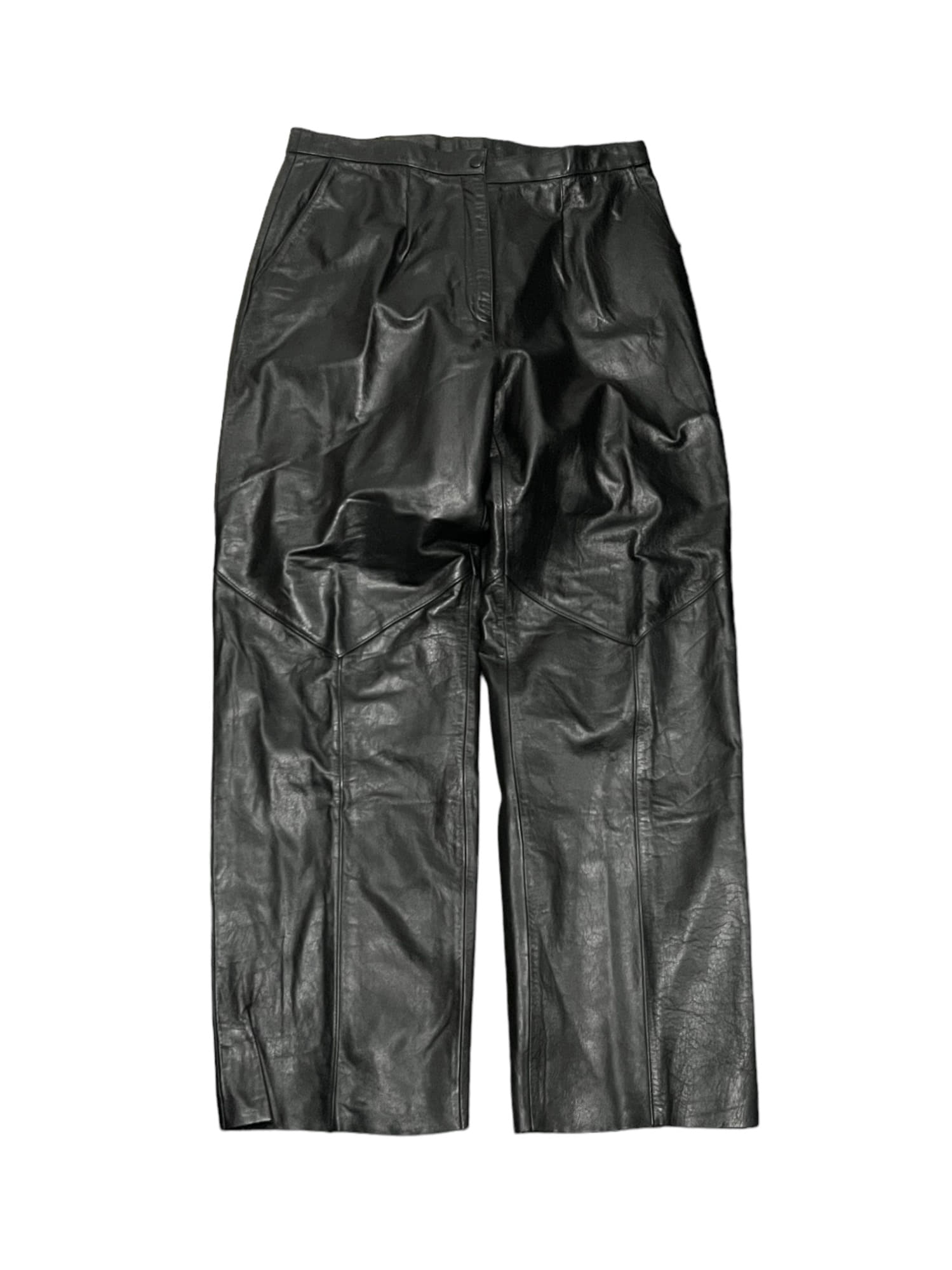 Vintage Real Leather Wide Pants