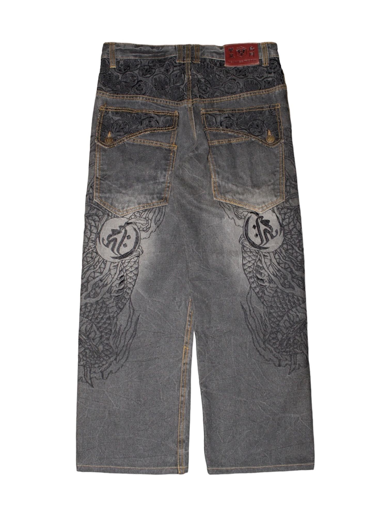 華鳥風月 화조풍월 Dragon &amp; Oriental Embroied Denim Pants