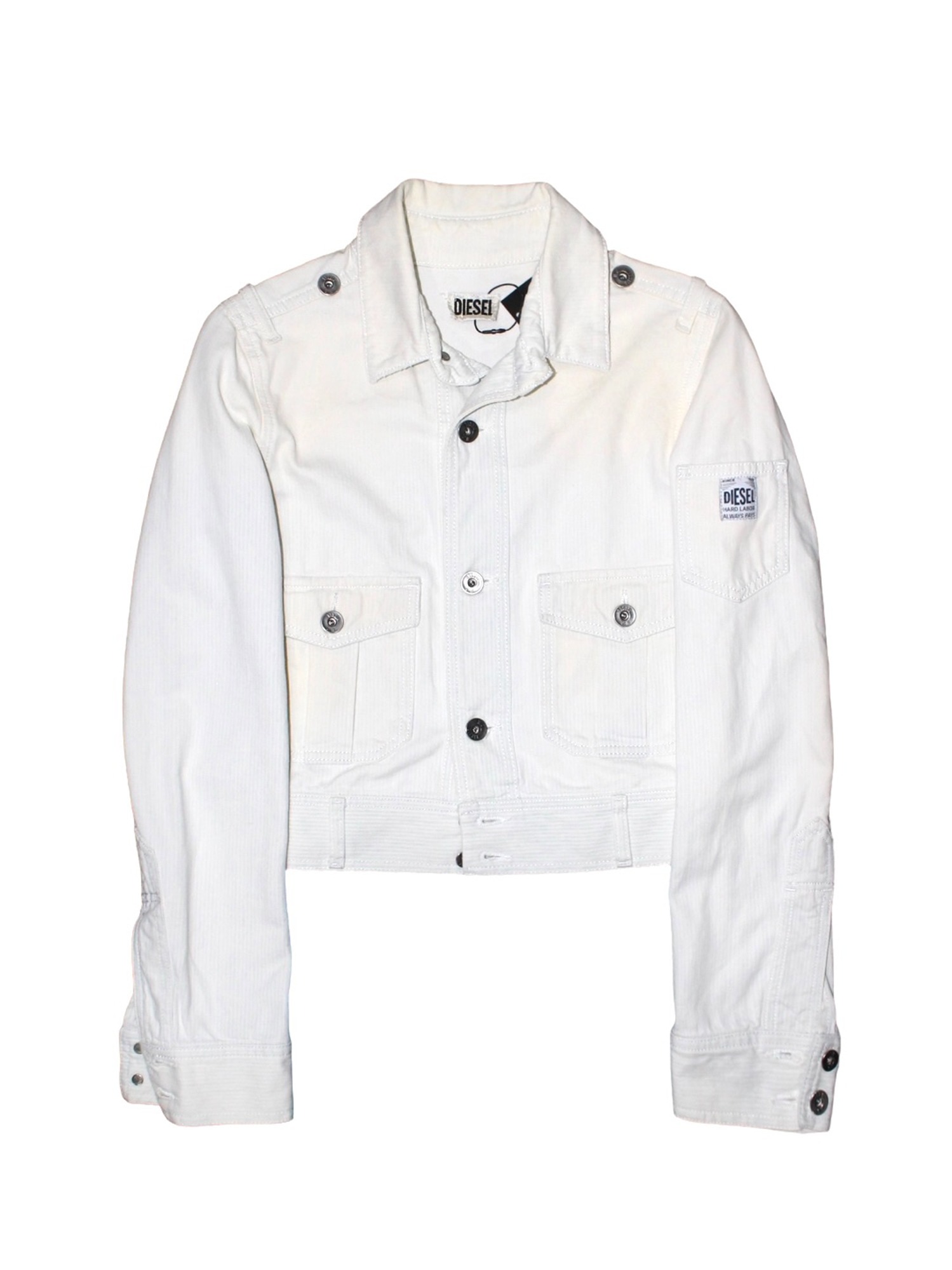 DIESEL White Washing Detail White Crop Jacket - F