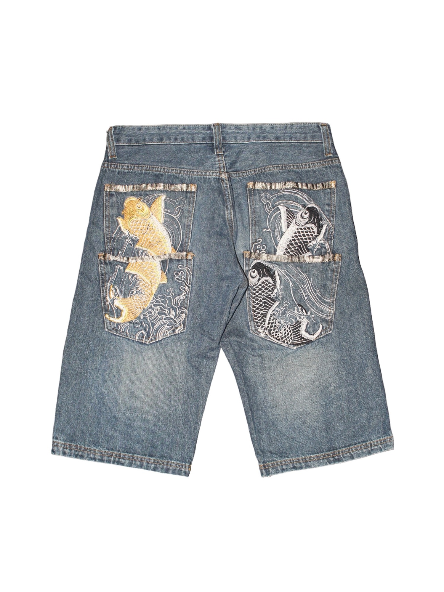 Oriental Double Pocket Koi Embroidery Half Pants