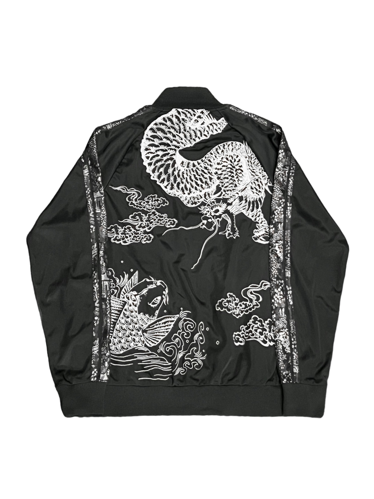 百花繚乱 백화요란 Dragon &amp; Koi Embroidery Jersey (black)