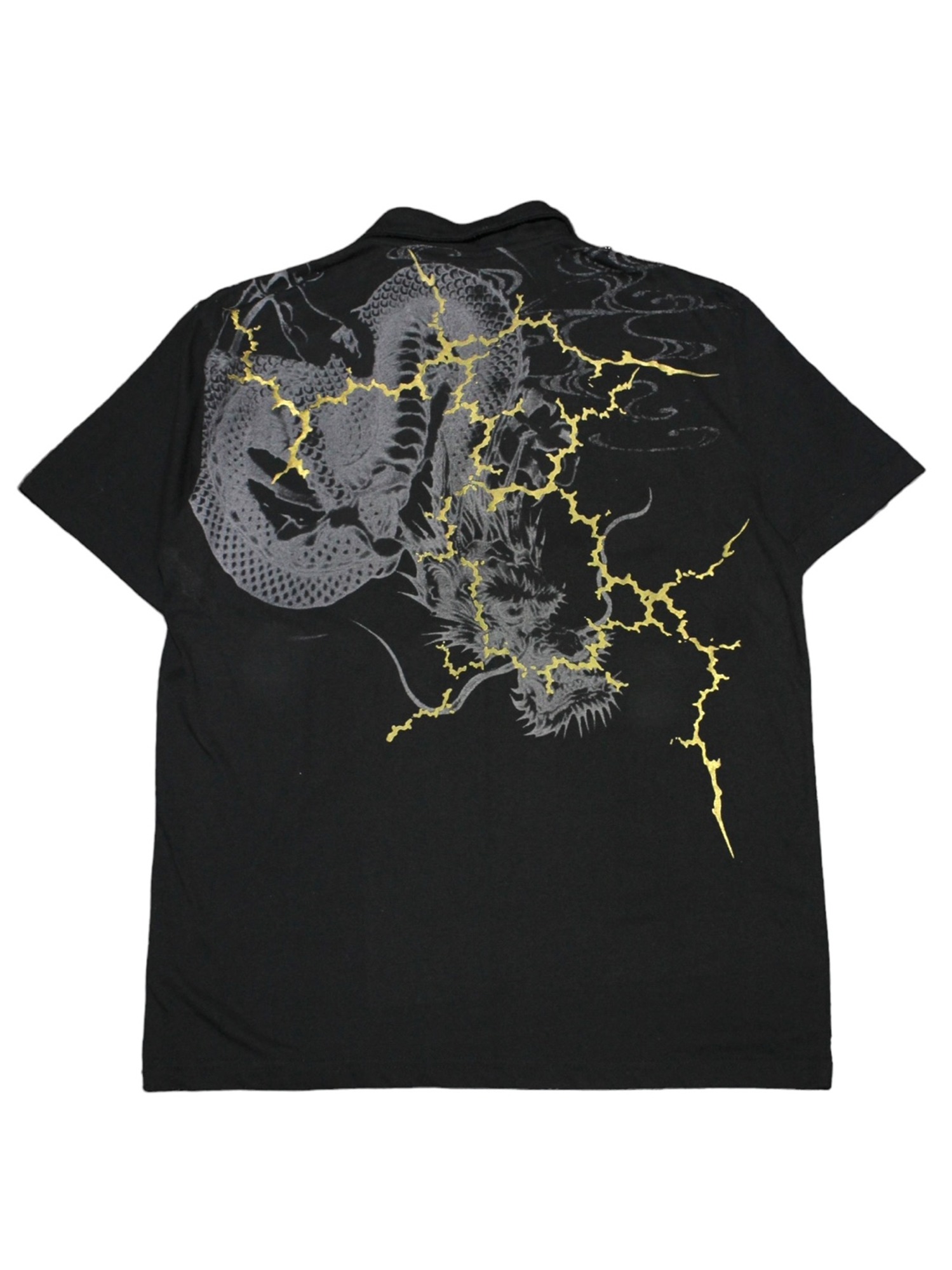 Vintage Dragon X Lightning Big Printing collared Half T-Shirts