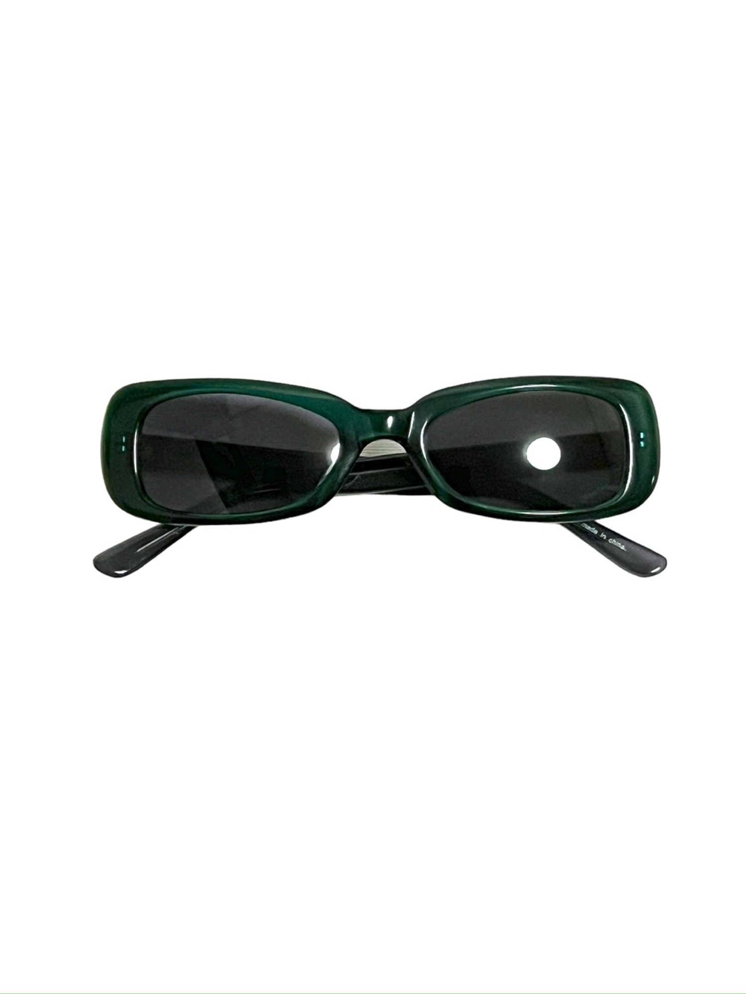 Square Flat Frame Sunglasses (Deep Green)