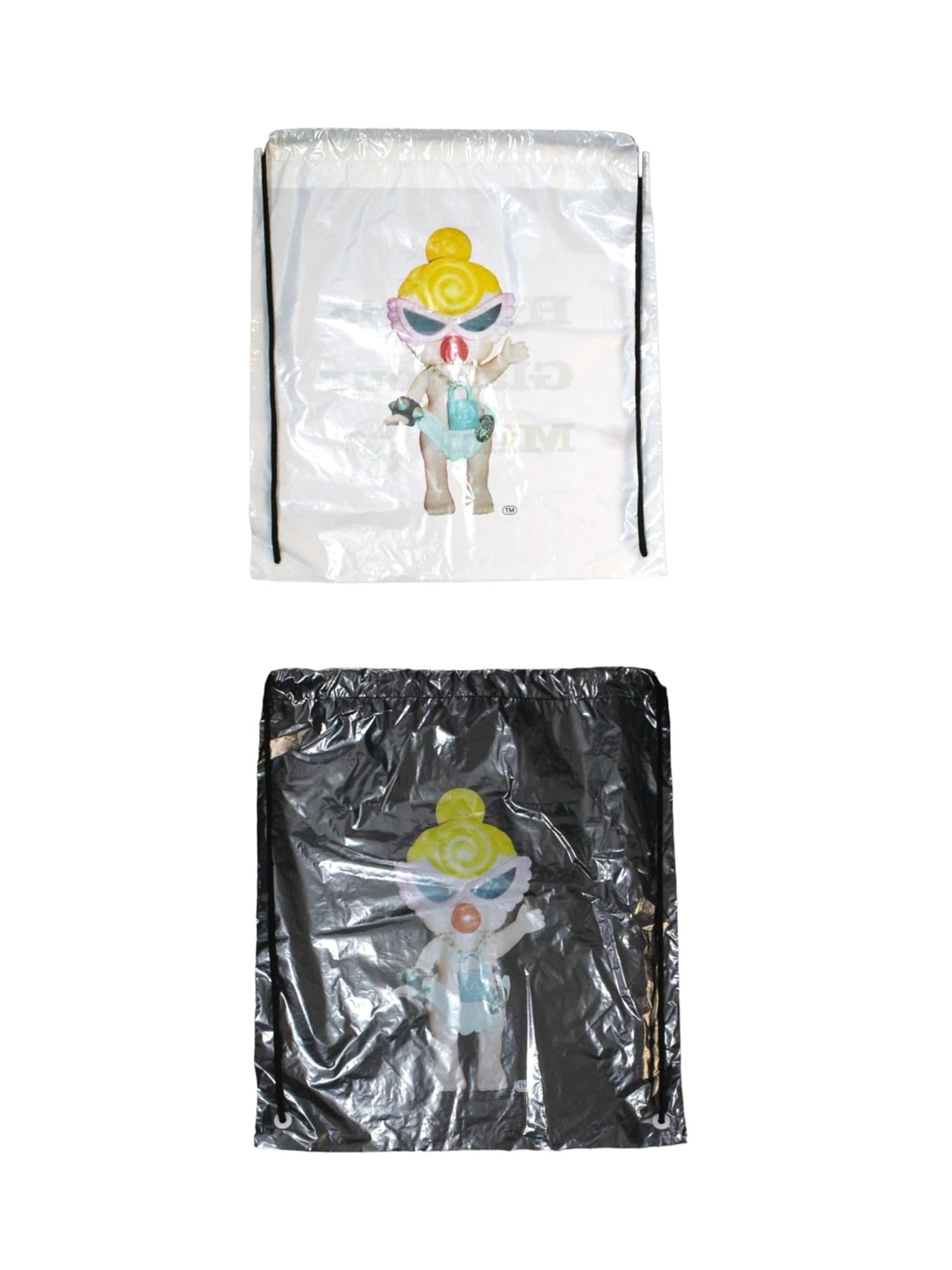Hsteric Mini  Nylon Drawstriing Bag (black/white)